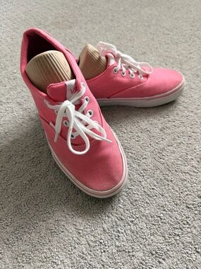 Vans Pink Canvas Low-Top Sneakers with White Laces
